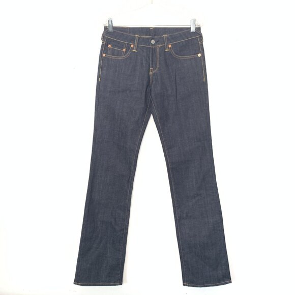 Evisu Heritage Dark Wash Denim Jeans With Straight Leg Cut Size 29 - Picture 1 of 9